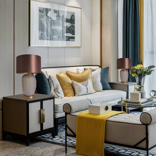 Lola Big Sculpted Glass Table Lamp 30" - Spiced Apricot/Chocolate Brown