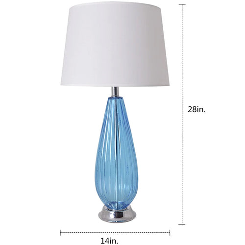 Manolya Translucent Glass Table Lamp 28" - Sky Blue/Ivory White (Set of 2)