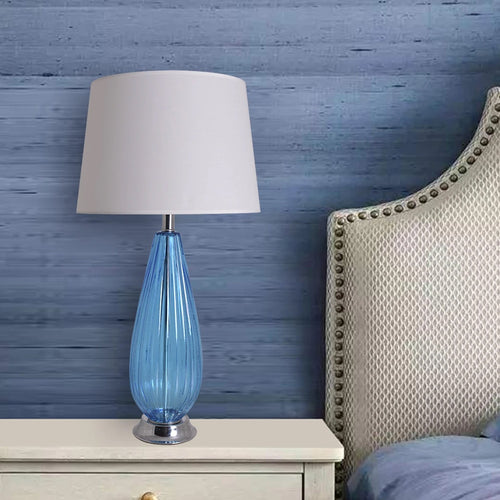 Manolya Translucent Glass Table Lamp 28" - Sky Blue/Ivory White (Set of 2)