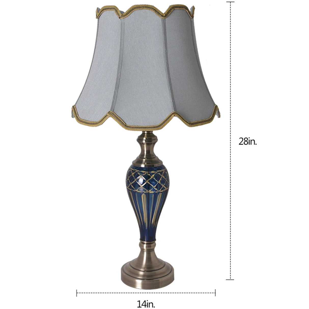 Piatunnia Art Deco Fluted Glass Table Lamp 28" - Cobalt Blue/Light Green