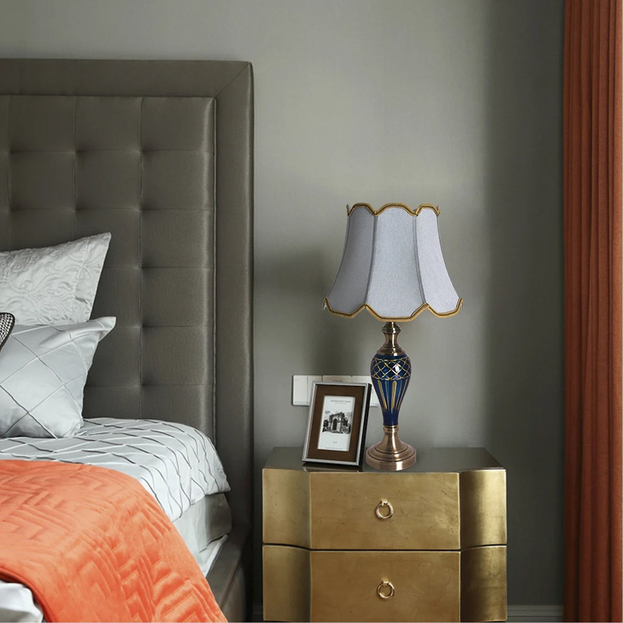 Piatunnia Art Deco Fluted Glass Table Lamp 28" - Cobalt Blue/Light Green