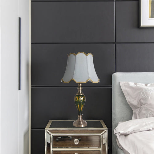 Piatunnia Art Deco Fluted Glass Table Lamp 28" - Emerald Green/Light Green (Set of 2)