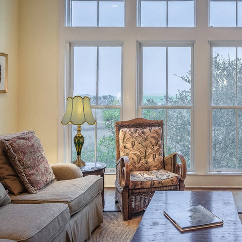 Piatunnia Art Deco Fluted Glass Table Lamp 28" - Emerald Green/Light Green (Set of 2)