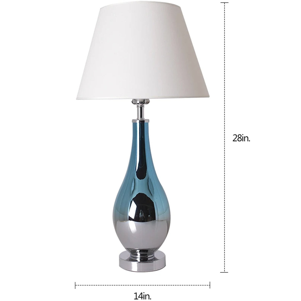 Lola Ombre Droplet Glass Table Lamp 28" - Blue Chrome Ombre/Crème