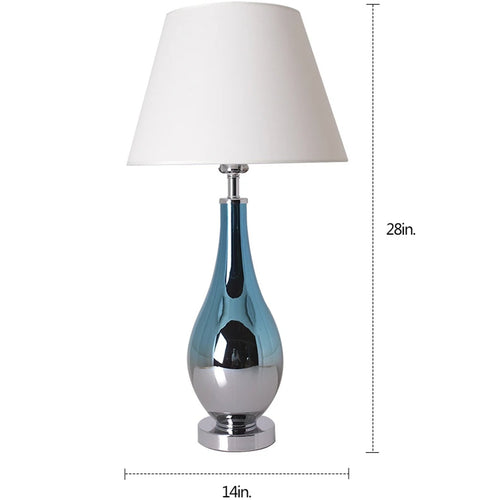 Lola Ombre Droplet Glass Table Lamp 28" - Blue Chrome Ombre/Creme (Set of 2)