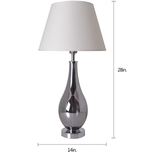 Lola Chrome Droplet Glass Table Lamp 28" - Chrome Gray/Creme (Set of 2)