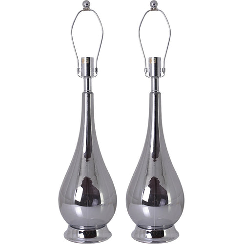 Lola Big Translucent Ombre Glass Table Lamp 30" - Chrome Ombre/White (Set of 2)