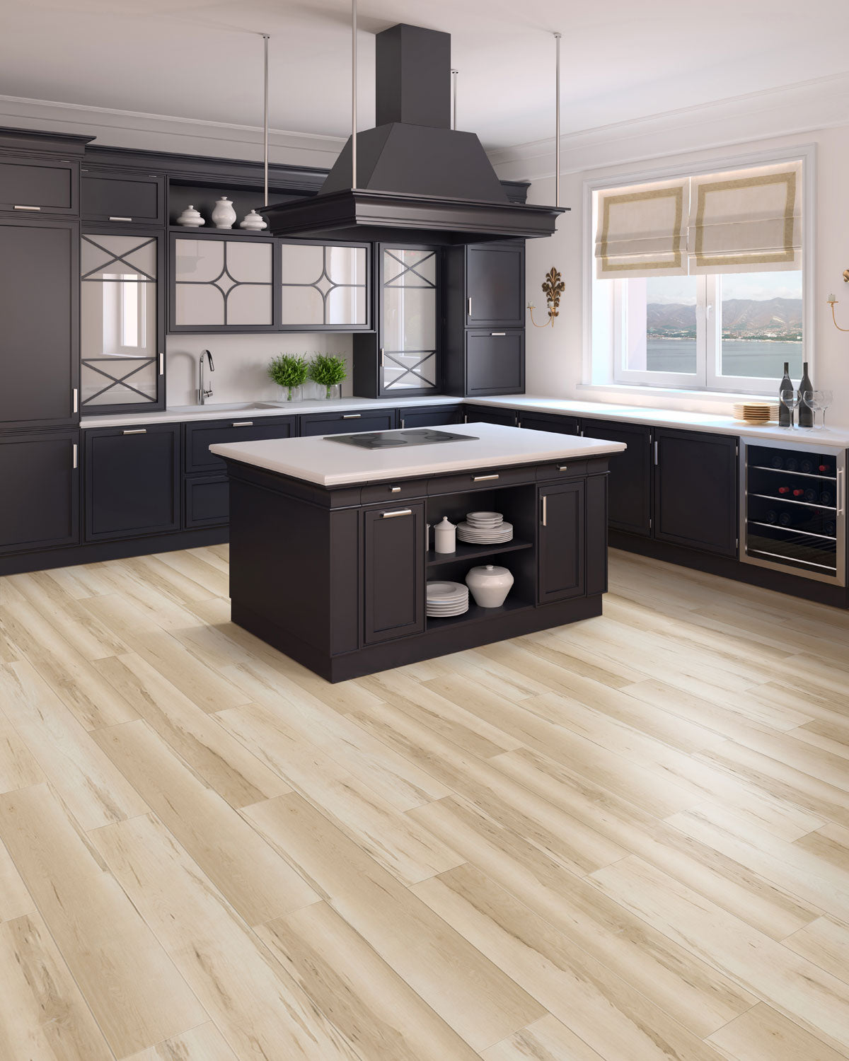Solid Polymer Core Luxury Vinyl Flooring, Click Lock Floating, Character Maple, 7" X 48" X 5mm, 22 mil Wear Layer - Traditions Collection (23.64 SQFT/CTN)