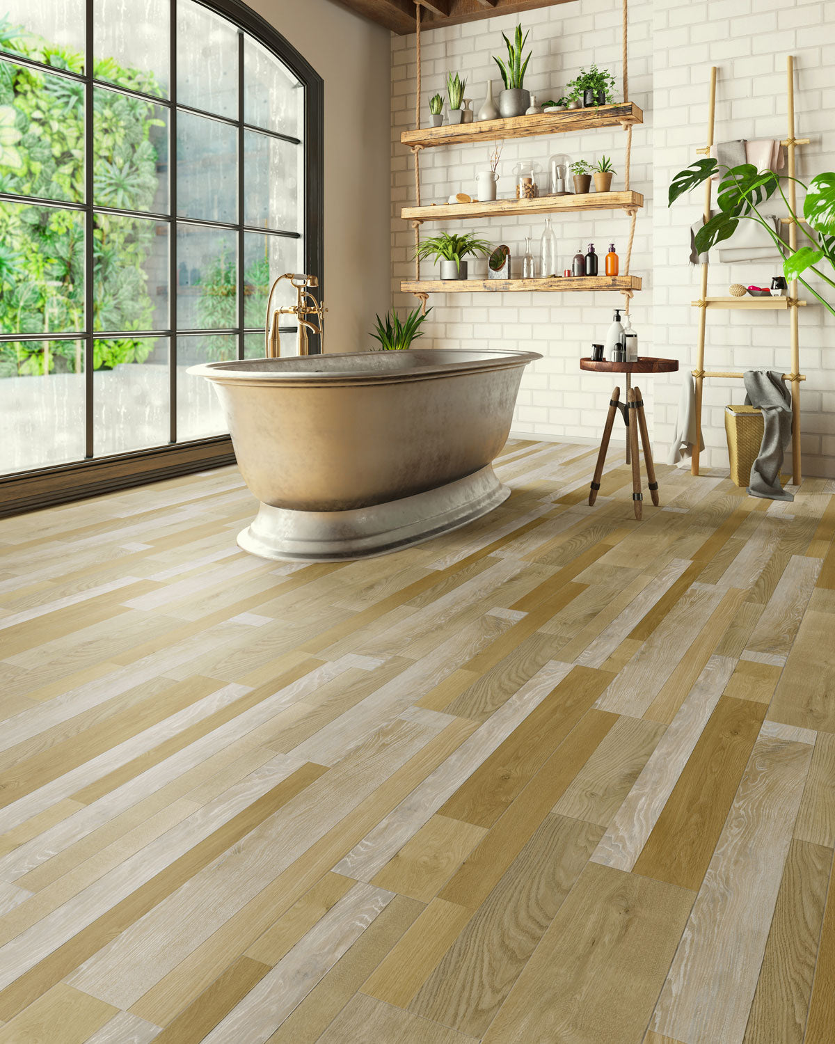 Solid Polymer Core Luxury Vinyl Flooring, Click Lock Floating, Southern Red Oak , 7" X 48" X 5mm, 22 mil Wear Layer - Traditions Collection (23.64 SQFT/CTN)