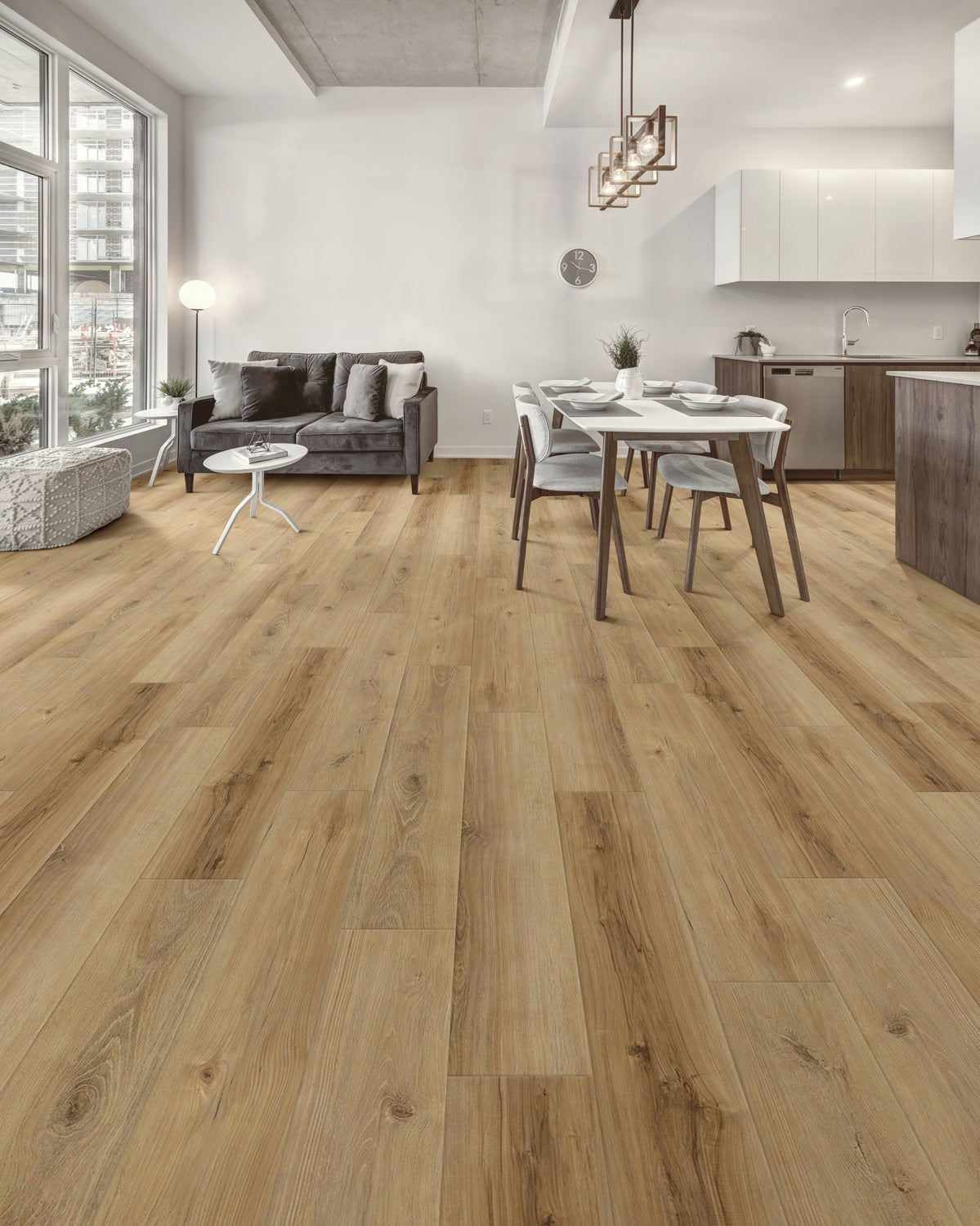 Solid Polymer Core Luxury Vinyl Flooring, Click Lock Floating, American Chestnut, 7" X 48" X 5mm, 22 mil Wear Layer - Traditions Collection (23.64 SQFT/CTN)