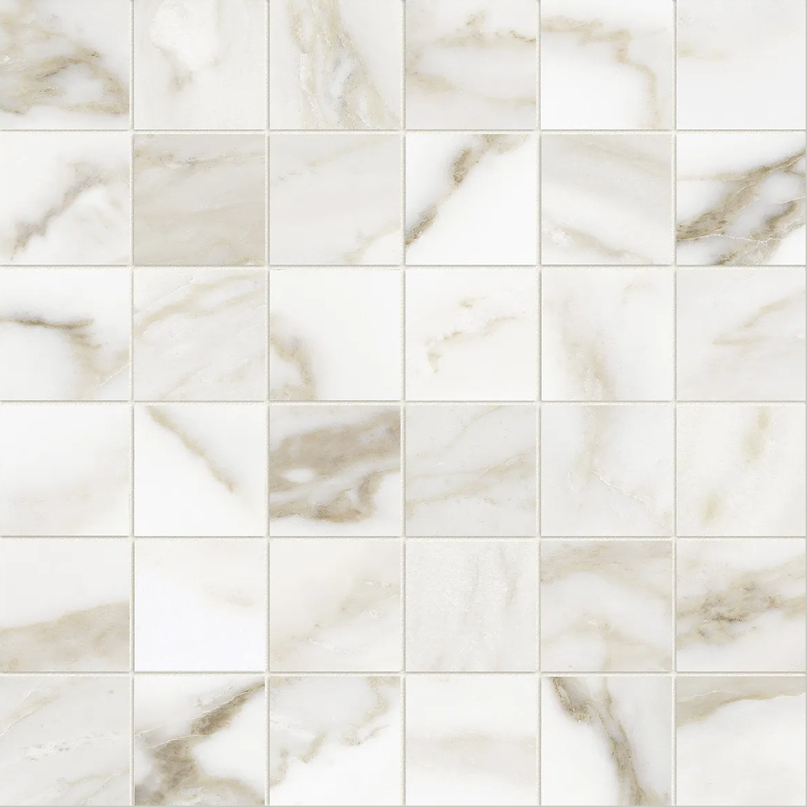 2 x 2 in Lumino Calacatta Matte Glazed Porcelain Mosaic