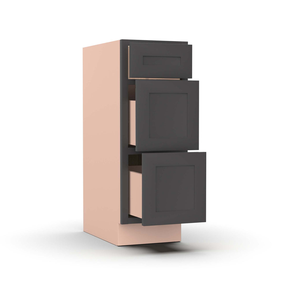 Liberty Shaker Grey - 12 Inch Vanity Drawer Base Cabinet - 12" Width x 34.5" Height x 21" Depth