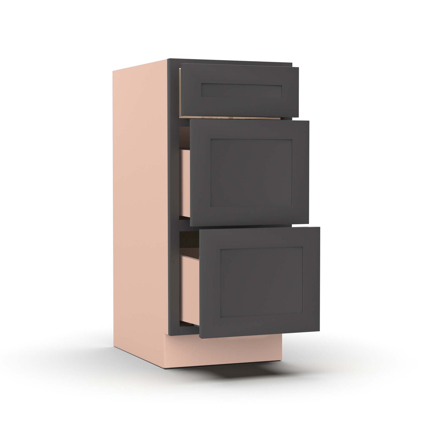 Liberty Shaker Grey - 15 Inch Vanity Drawer Base Cabinet - 15" Width x 34.5" Height x 21" Depth