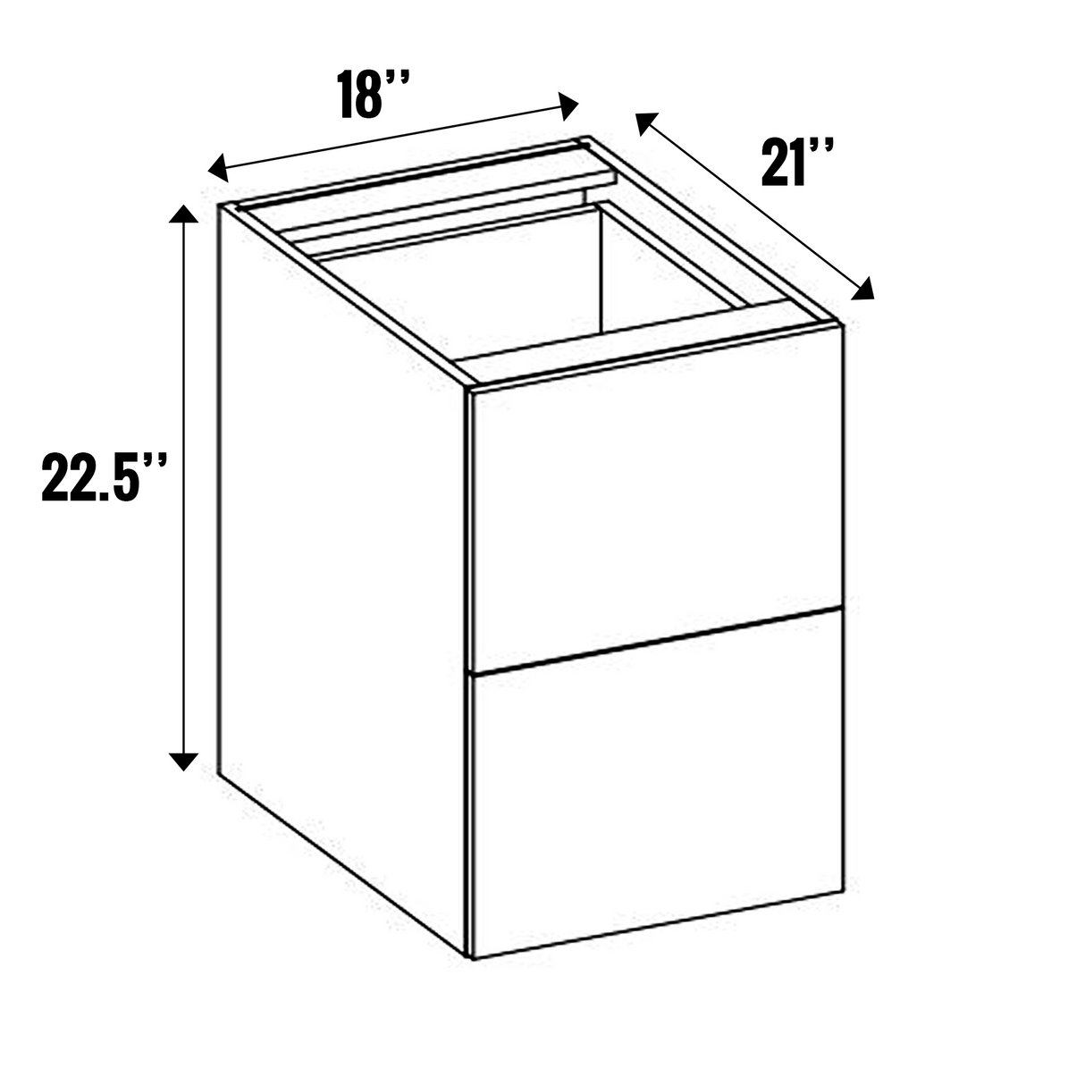 Gris Plomo Matte - Vanity Hanging Drawer Base Cabinet - 18"W x 22.5"H x 21"D - Frameless Cabinet