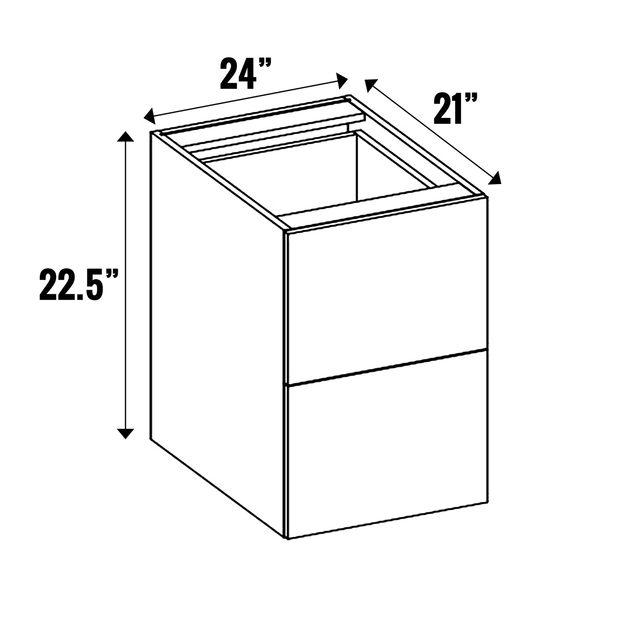 Carbon Frozen Wood Textured - Vanity Hanging Drawer Base Cabinets - 22.5 Inch Height x 24 Inch Width x 21 Inch Depth - M03-VHDB24-22.5