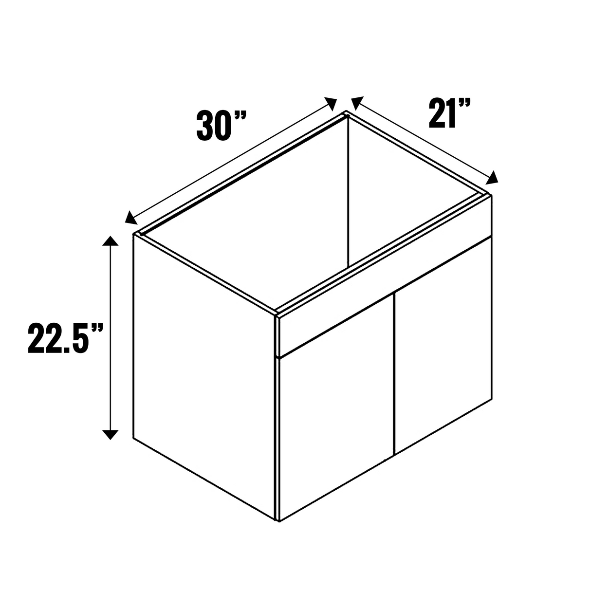 Gris Plomo Matte - Hanging Drawer Sink Base Cabinets - 22.5 Inch Height x 30 Inch Width x 21 Inch Depth - M16-VHSB30-22.5