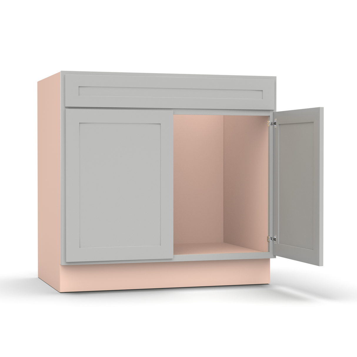 Liberty Shaker Ashen - 36 Inch Vanity Sink Base Cabinet - 36" Width x 34.5" Height x 21" Depth