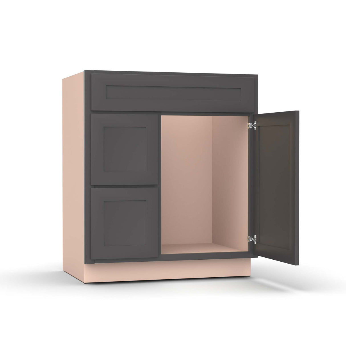 Liberty Shaker Grey - 30 Inch Vanity Sink Drawer Base Cabinet - 30" Width x 34.5" Height x 21" Depth