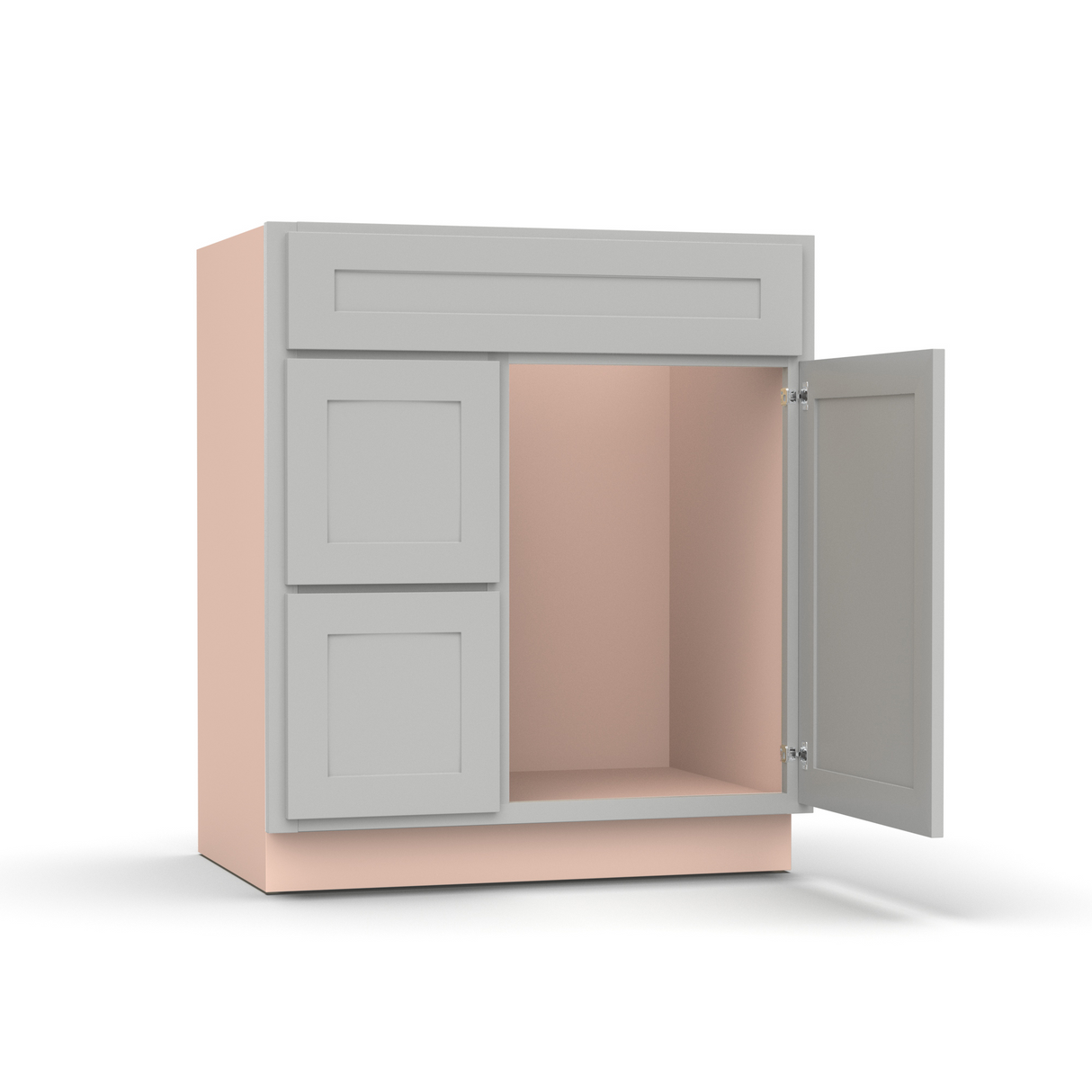 Liberty Shaker Ashen - 30 Inch Vanity Sink Drawer Base Cabinet - 30" Width x 34.5" Height x 21" Depth