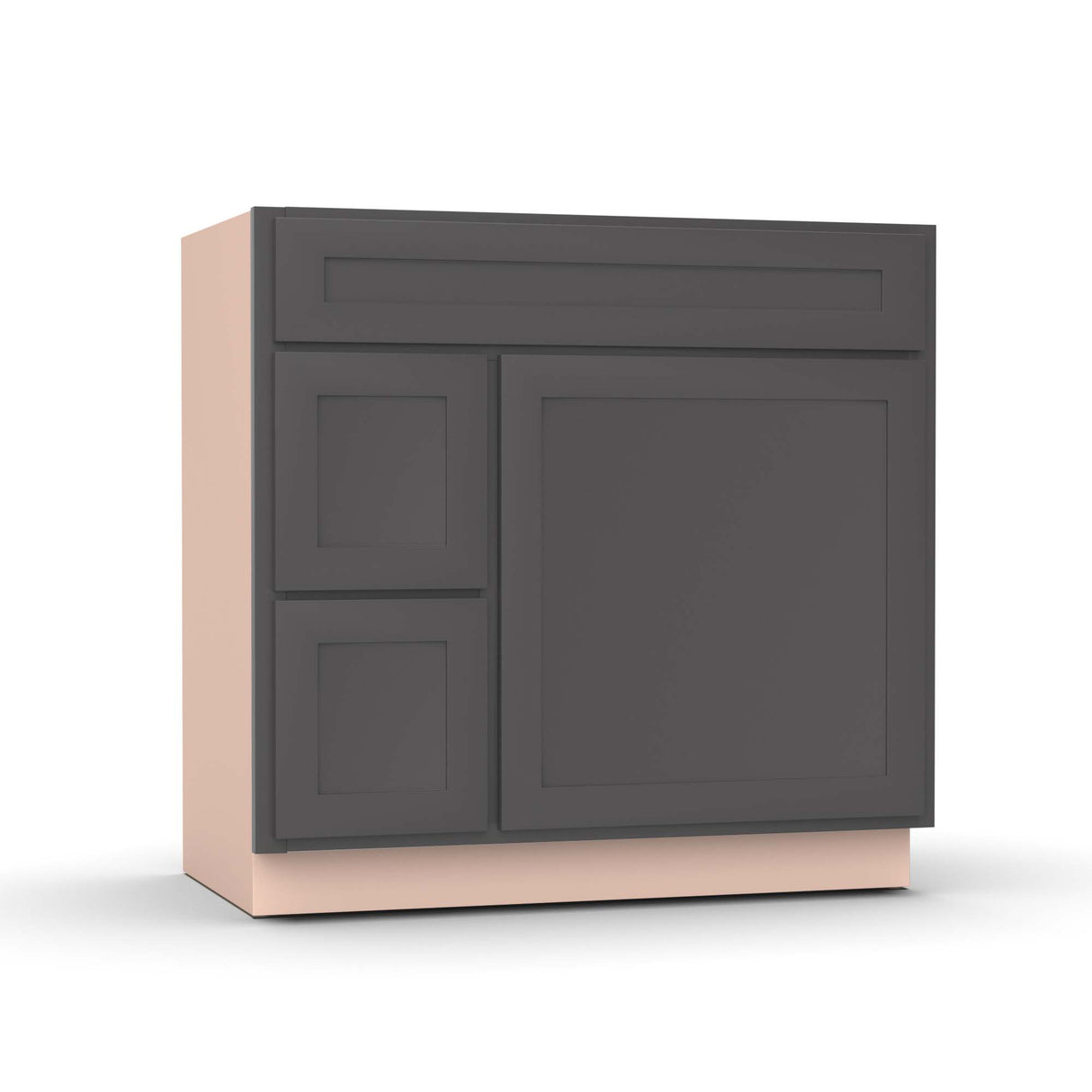 Liberty Shaker Grey - 36 Inch Vanity Sink Drawer Base Cabinet - 36" Width x 34.5" Height x 21" Depth