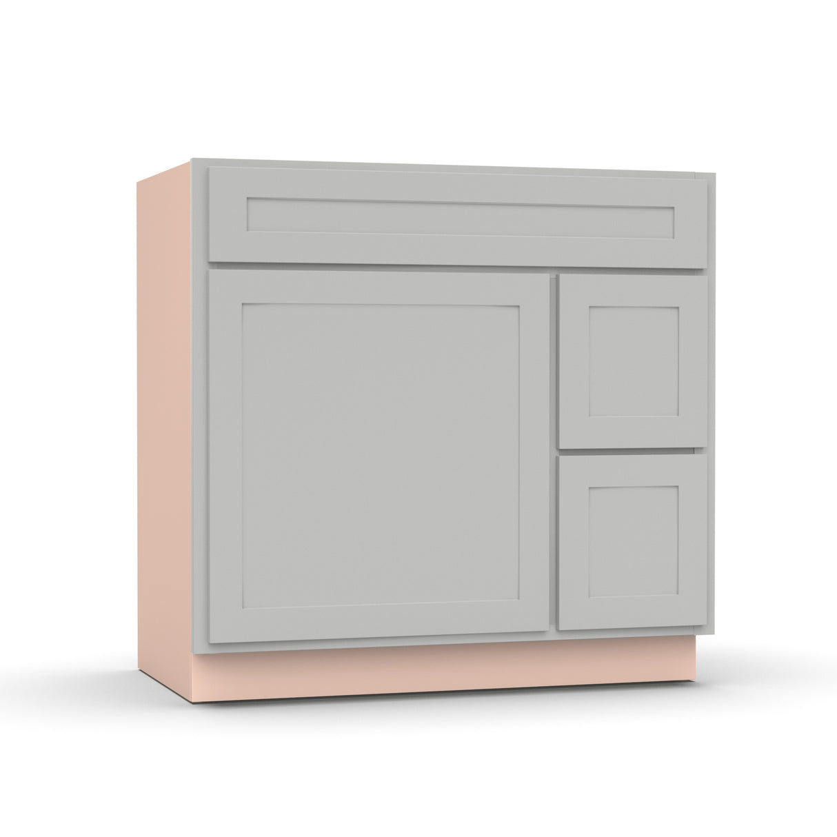 Liberty Shaker Ashen - 36 Inch Vanity Sink Drawer Base Cabinet - 36" Width x 34.5" Height x 21" Depth