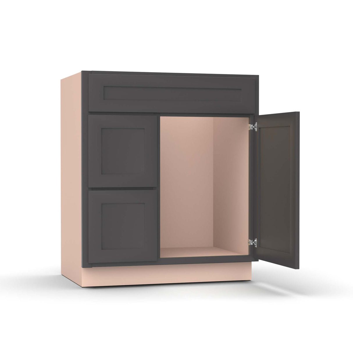 Liberty Shaker Grey - 30 Inch Vanity Sink Drawer Base Cabinet - 30" Width x 34.5" Height x 21" Depth