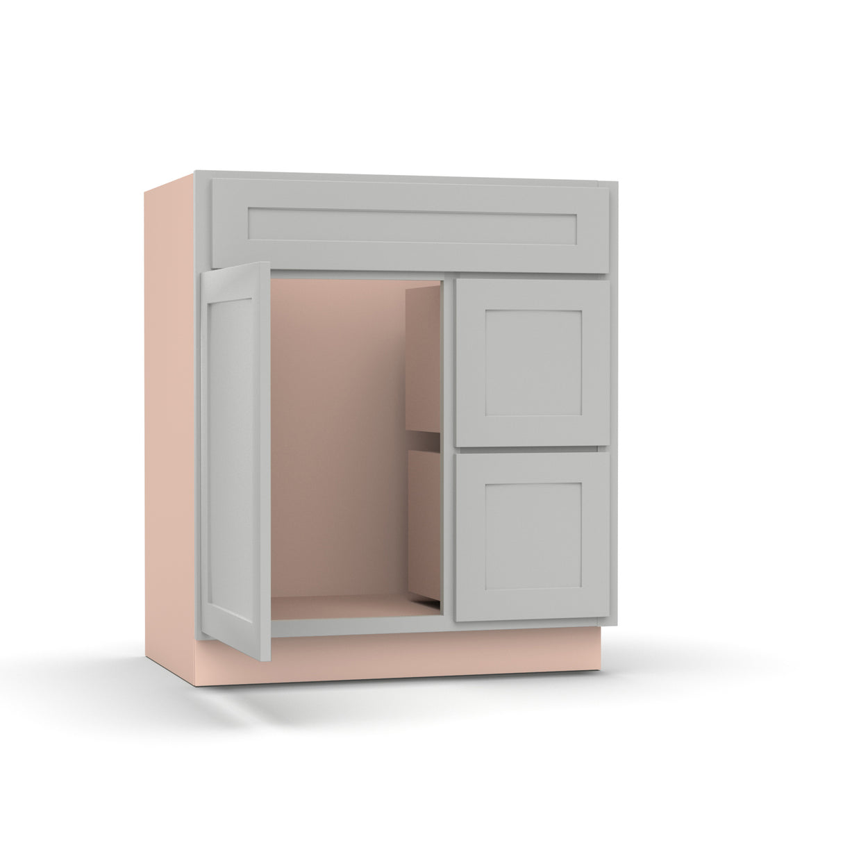 Liberty Shaker Ashen - 30 Inch Vanity Sink Drawer Base Cabinet - 30" Width x 34.5" Height x 21" Depth