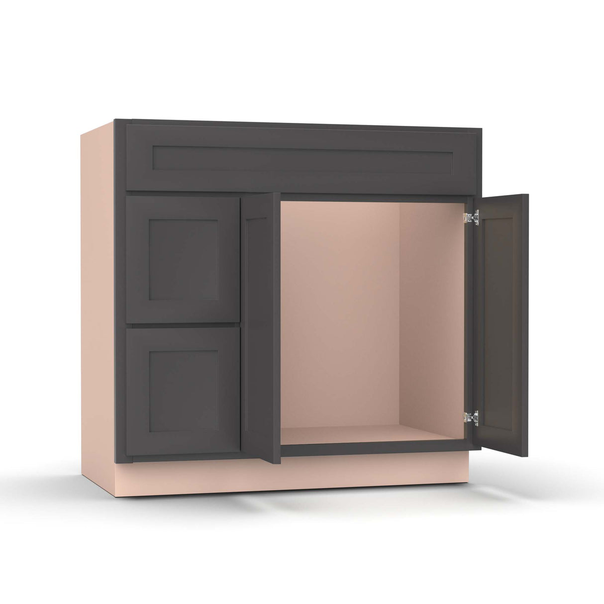 Liberty Shaker Grey - 36 Inch Vanity Sink Drawer Base Cabinet - 36" Width x 34.5" Height x 21" Depth