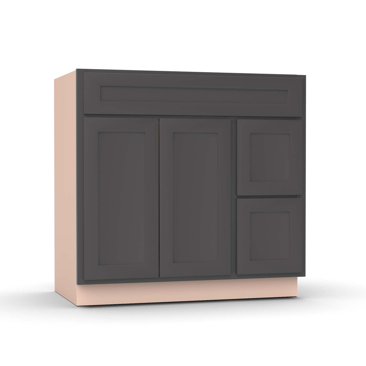 Liberty Shaker Grey - 36 Inch Vanity Sink Drawer Base Cabinet - 36" Width x 34.5" Height x 21" Depth