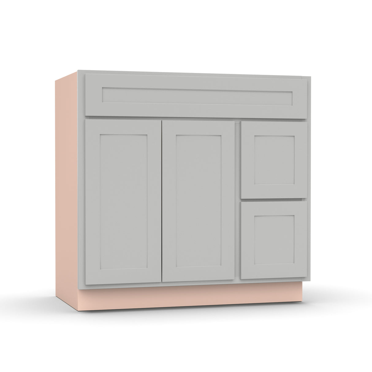 Liberty Shaker Ashen - 36 Inch Vanity Sink Drawer Base Cabinet - 36" Width x 34.5" Height x 21" Depth