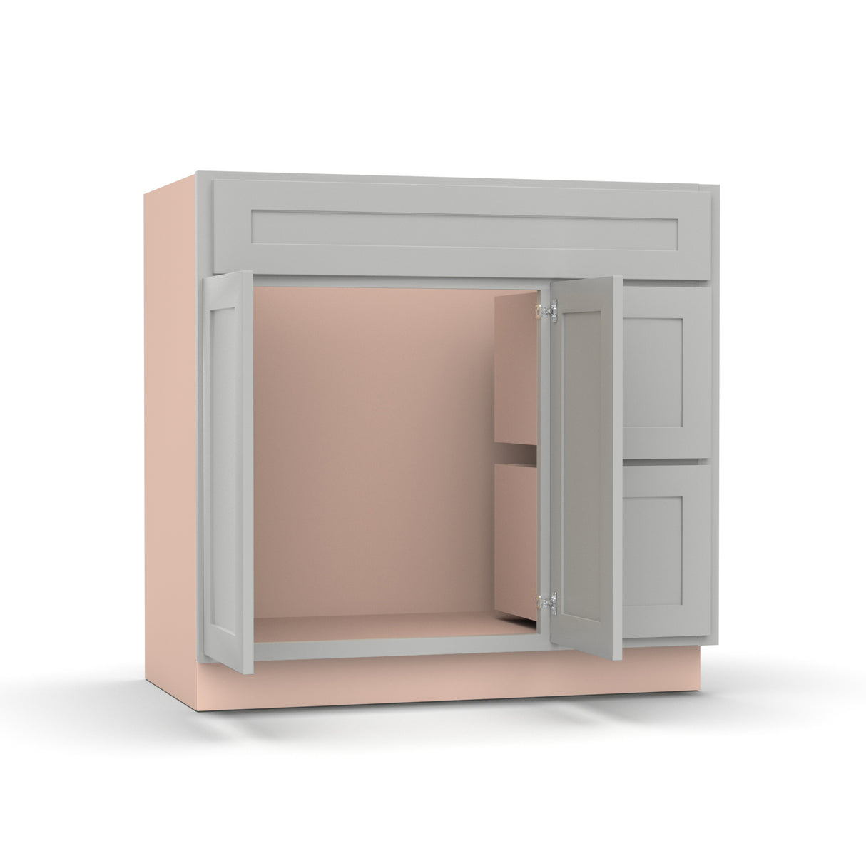 Liberty Shaker Ashen - 36 Inch Vanity Sink Drawer Base Cabinet - 36" Width x 34.5" Height x 21" Depth