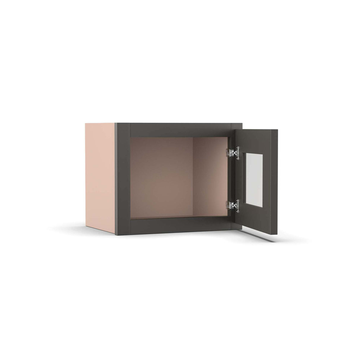 Liberty Shaker Grey - 15 Inch Single Glass Door Wall Cabinet - 15" Width x 12" Height x 12" Depth