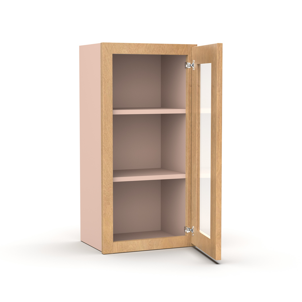 Liberty Shaker Karamel - 15 Inch Single Glass Door Wall Cabinet - 15" Width x 30" Height x 12" Depth