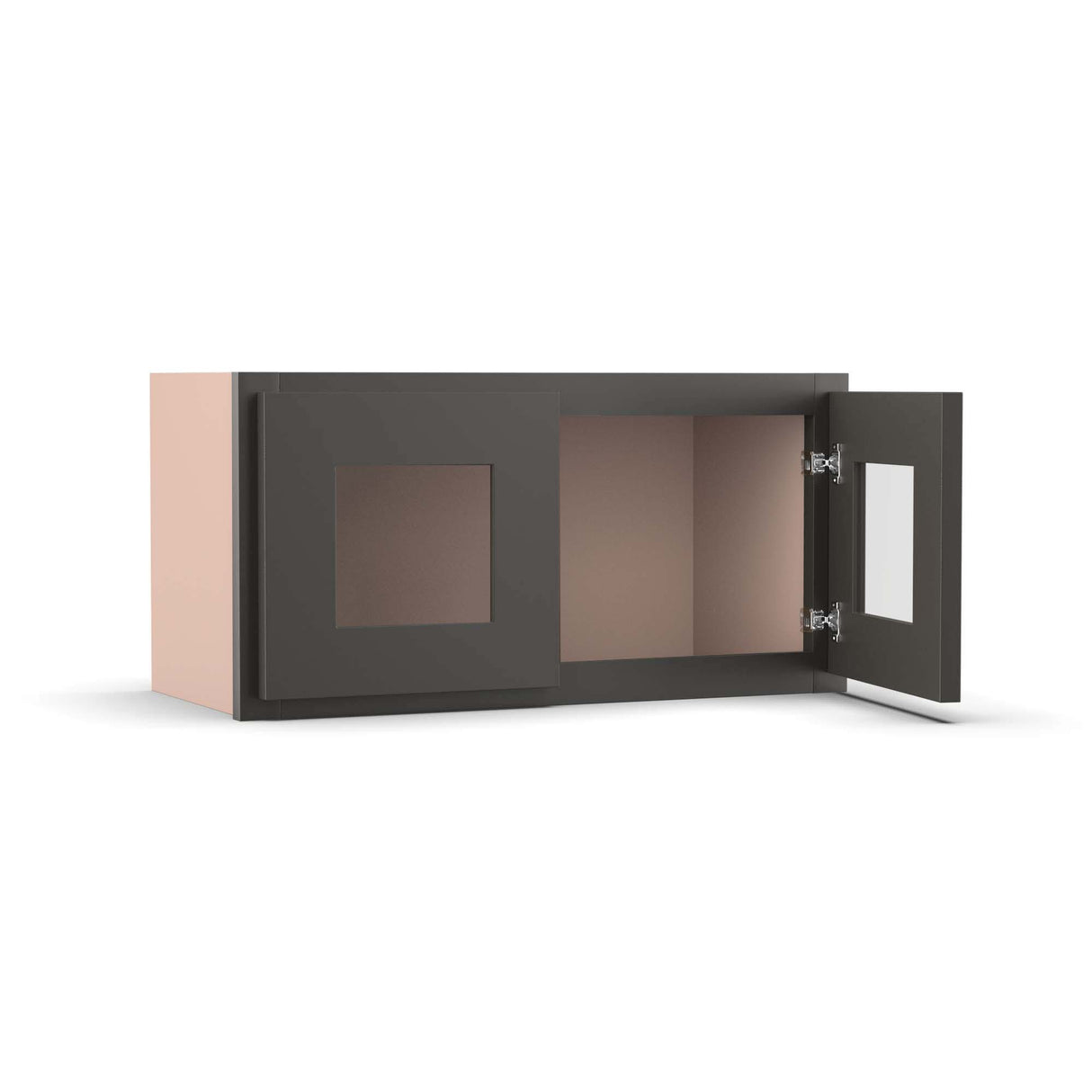 Liberty Shaker Grey - 24 Inch Double Glass Door Wall Cabinet - 24" Width x 12" Height x 12" Depth