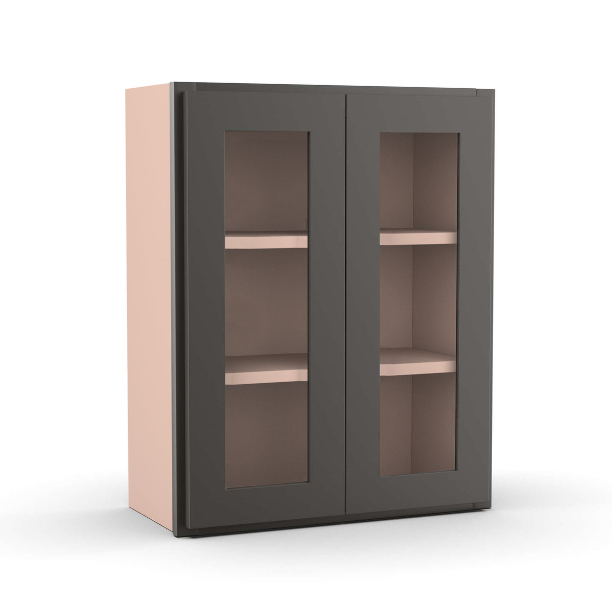 Liberty Shaker Grey - 24 Inch Double Glass Door Wall Cabinet - 24" Width x 30" Height x 12" Depth