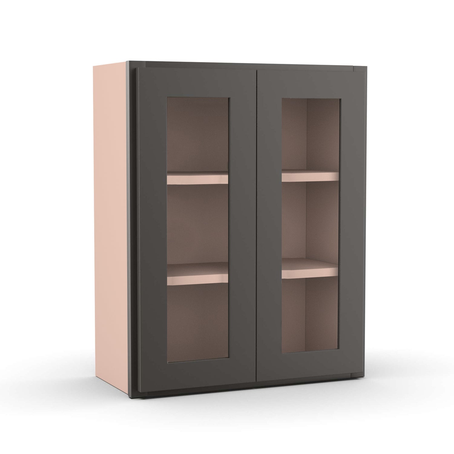 Liberty Shaker Grey - 24 Inch Double Glass Door Wall Cabinet - 24" Width x 30" Height x 12" Depth