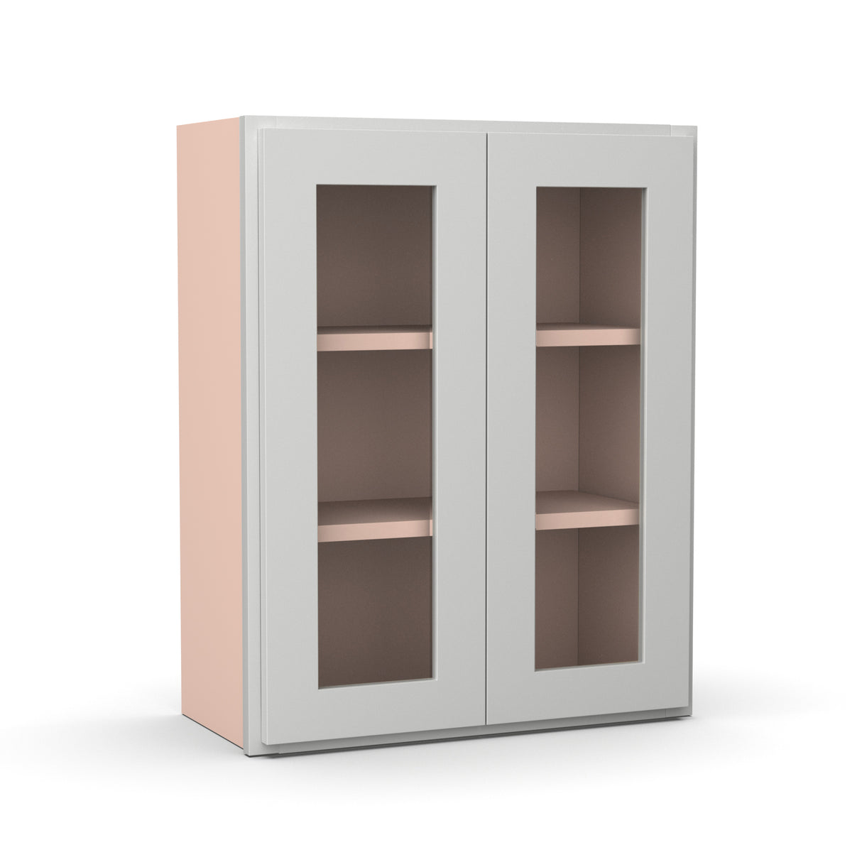 Liberty Shaker Ashen - 24 Inch Double Glass Door Wall Cabinet - 24" Width x 30" Height x 12" Depth