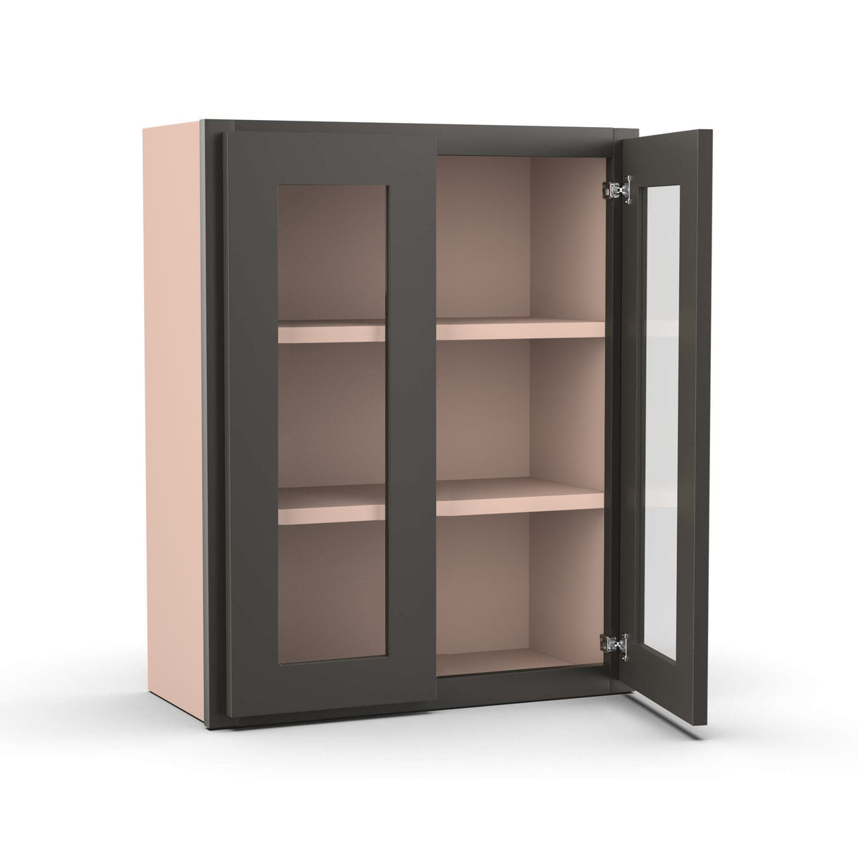 Liberty Shaker Grey - 24 Inch Double Glass Door Wall Cabinet - 24" Width x 30" Height x 12" Depth