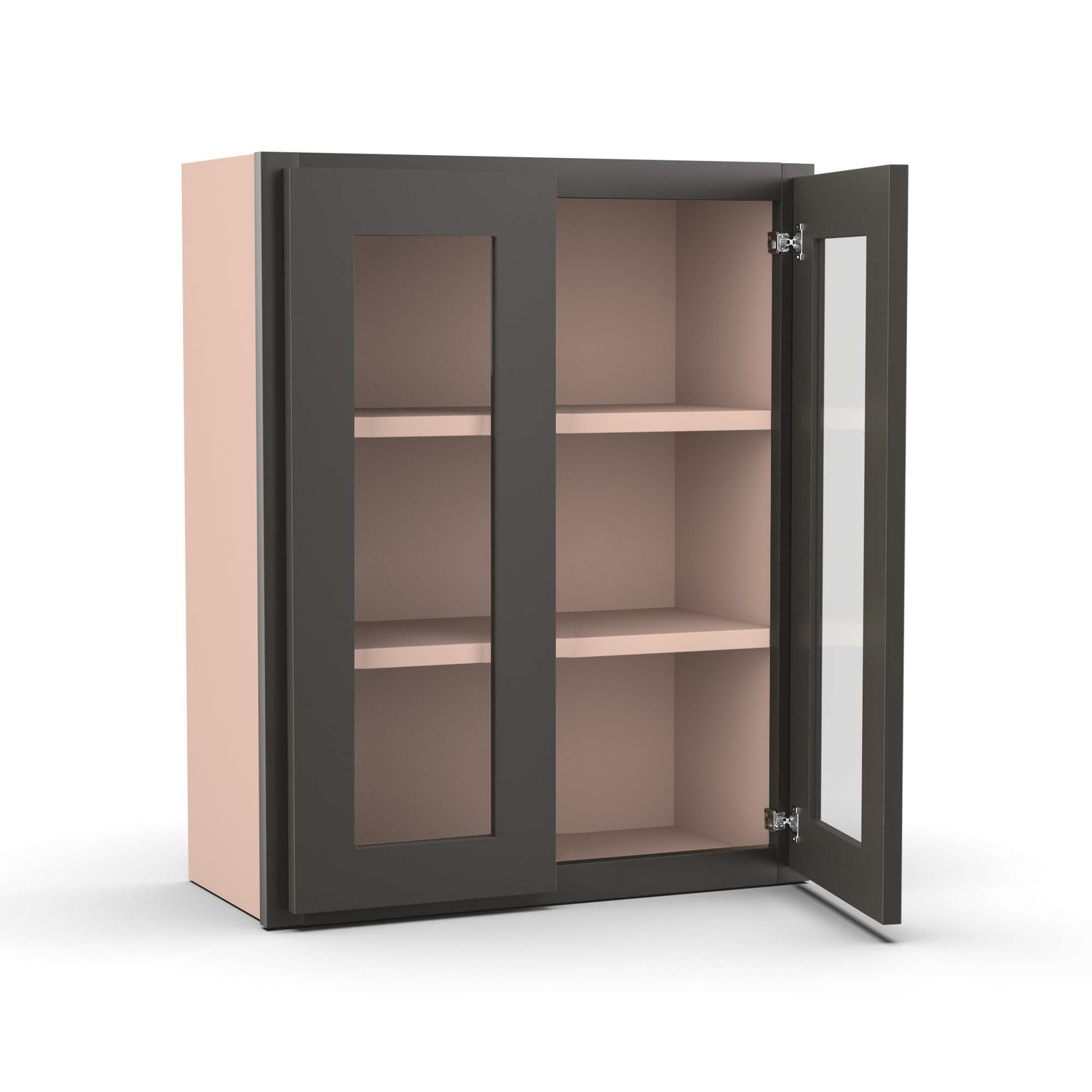 Liberty Shaker Grey - 24 Inch Double Glass Door Wall Cabinet - 24" Width x 30" Height x 12" Depth