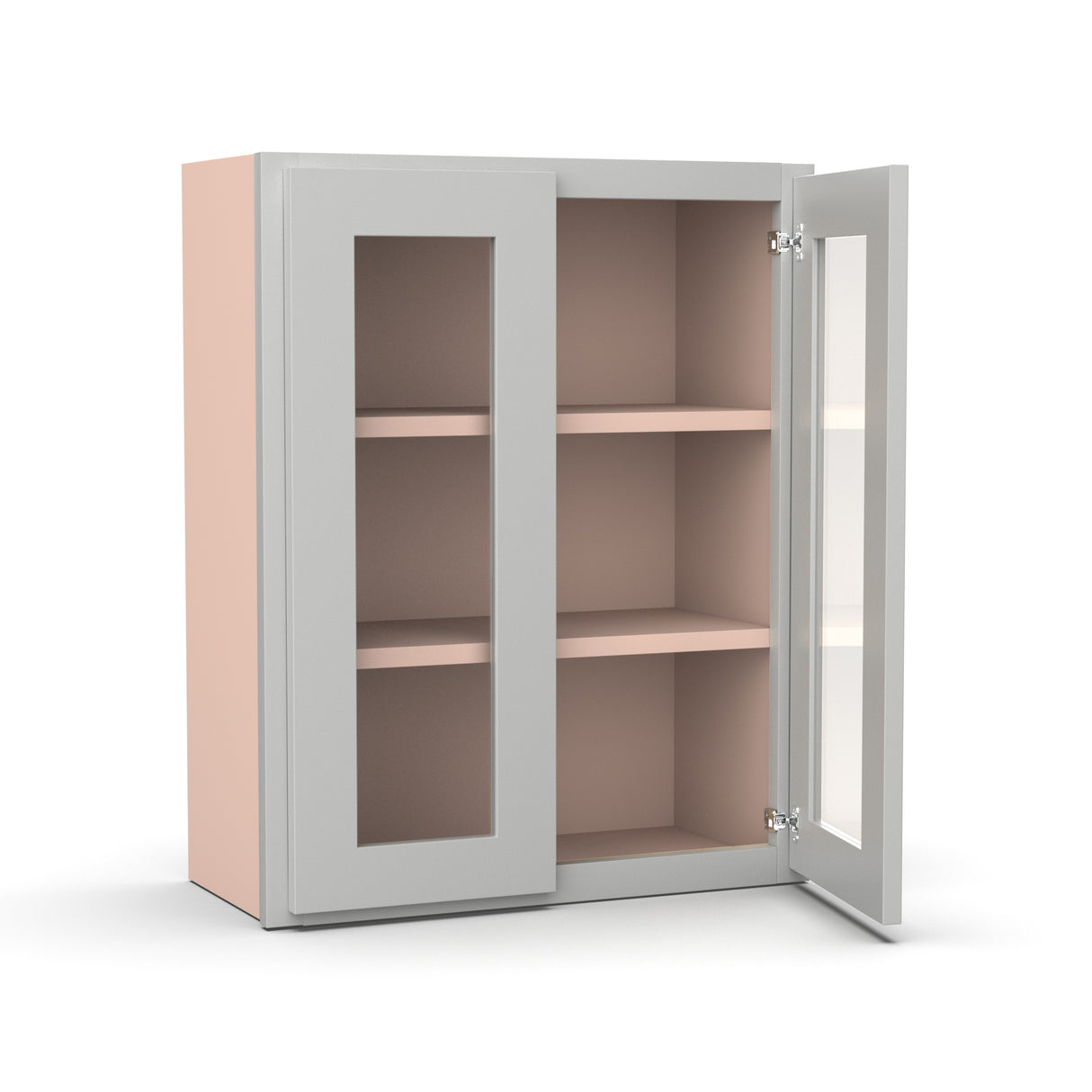 Liberty Shaker Ashen - 24 Inch Double Glass Door Wall Cabinet - 24" Width x 30" Height x 12" Depth