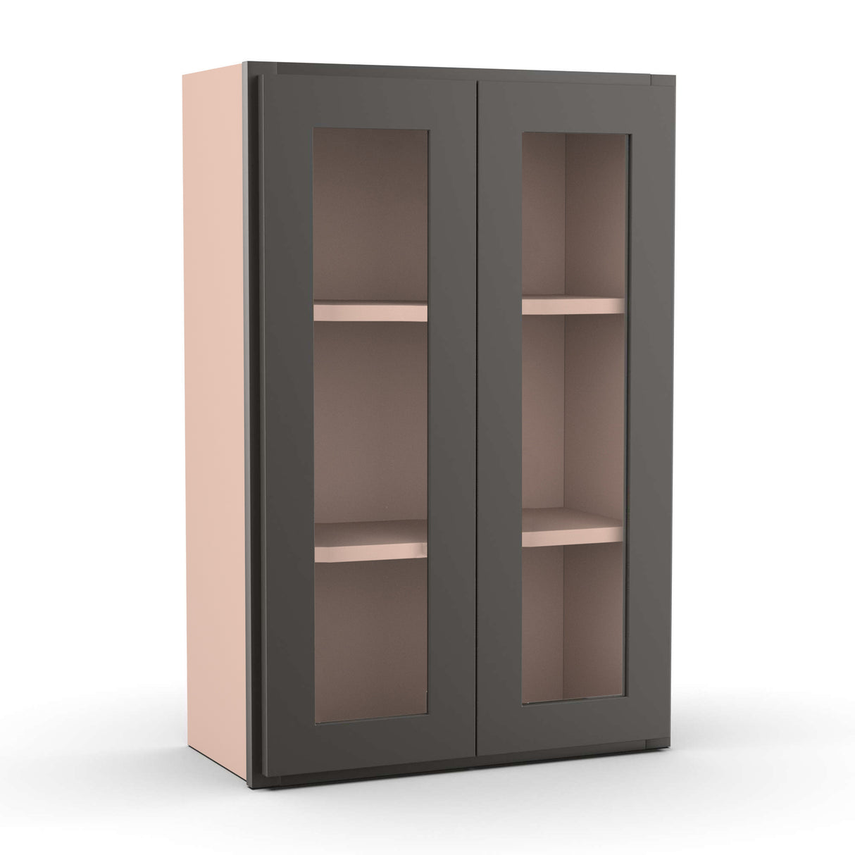 Liberty Shaker Grey - 24 Inch Double Glass Door Wall Cabinet - 24" Width x 36" Height x 12" Depth