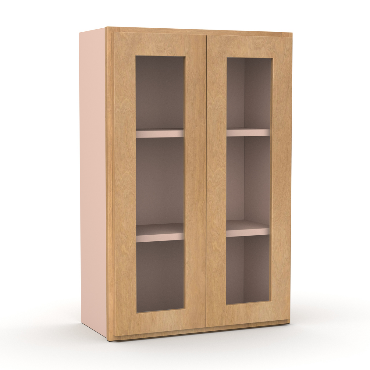 Liberty Shaker Karamel - 24 Inch Double Glass Door Wall Cabinet - 24" Width x 36" Height x 12" Depth