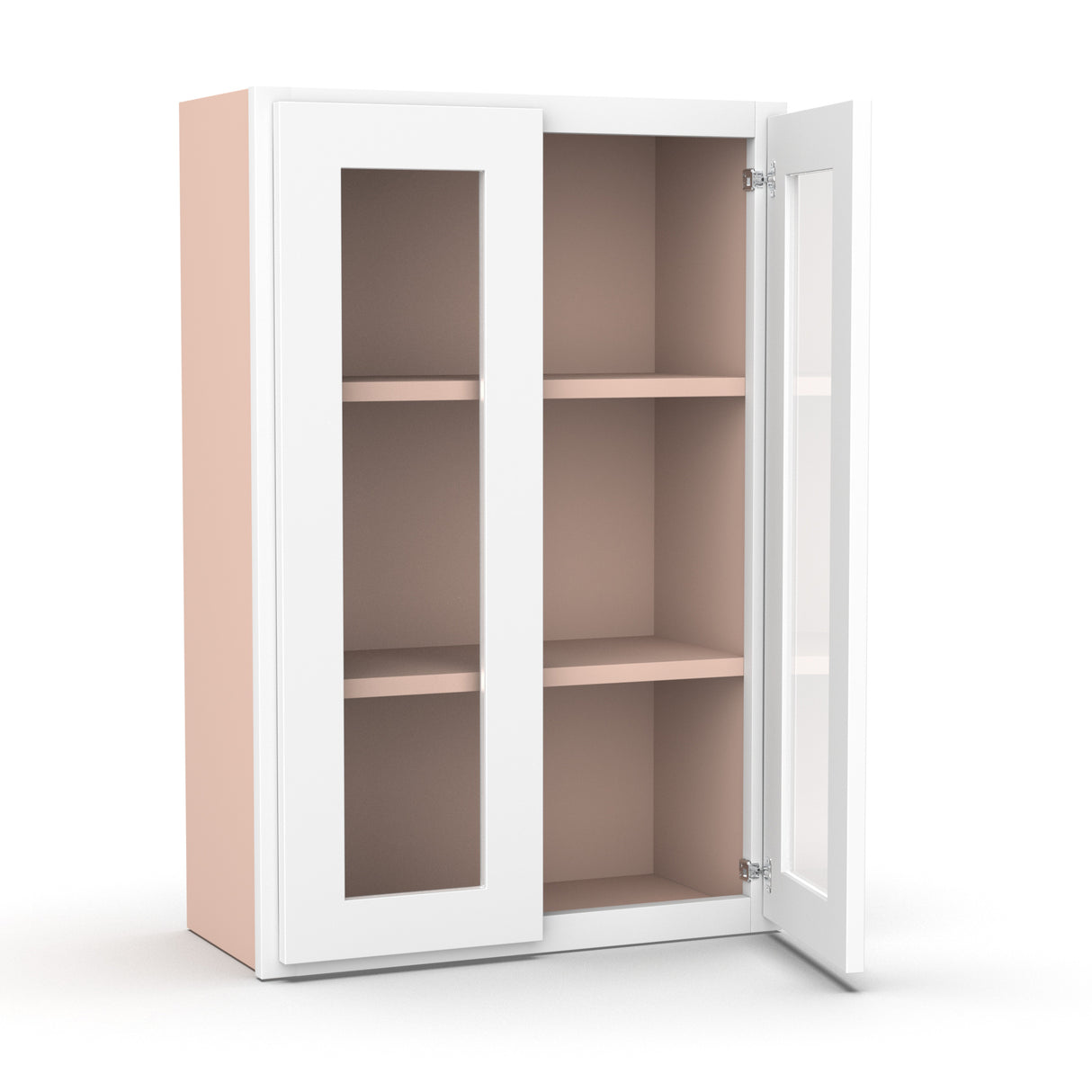 Liberty Shaker Ashen - 24 Inch Double Glass Door Wall Cabinet - 24" Width x 36" Height x 12" Depth