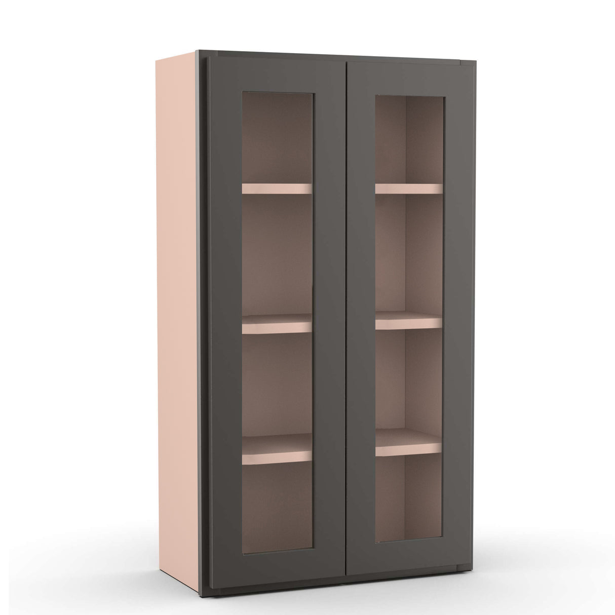 Liberty Shaker Grey - 24 Inch Double Glass Door Wall Cabinet - 24" Width x 42" Height x 12" Depth