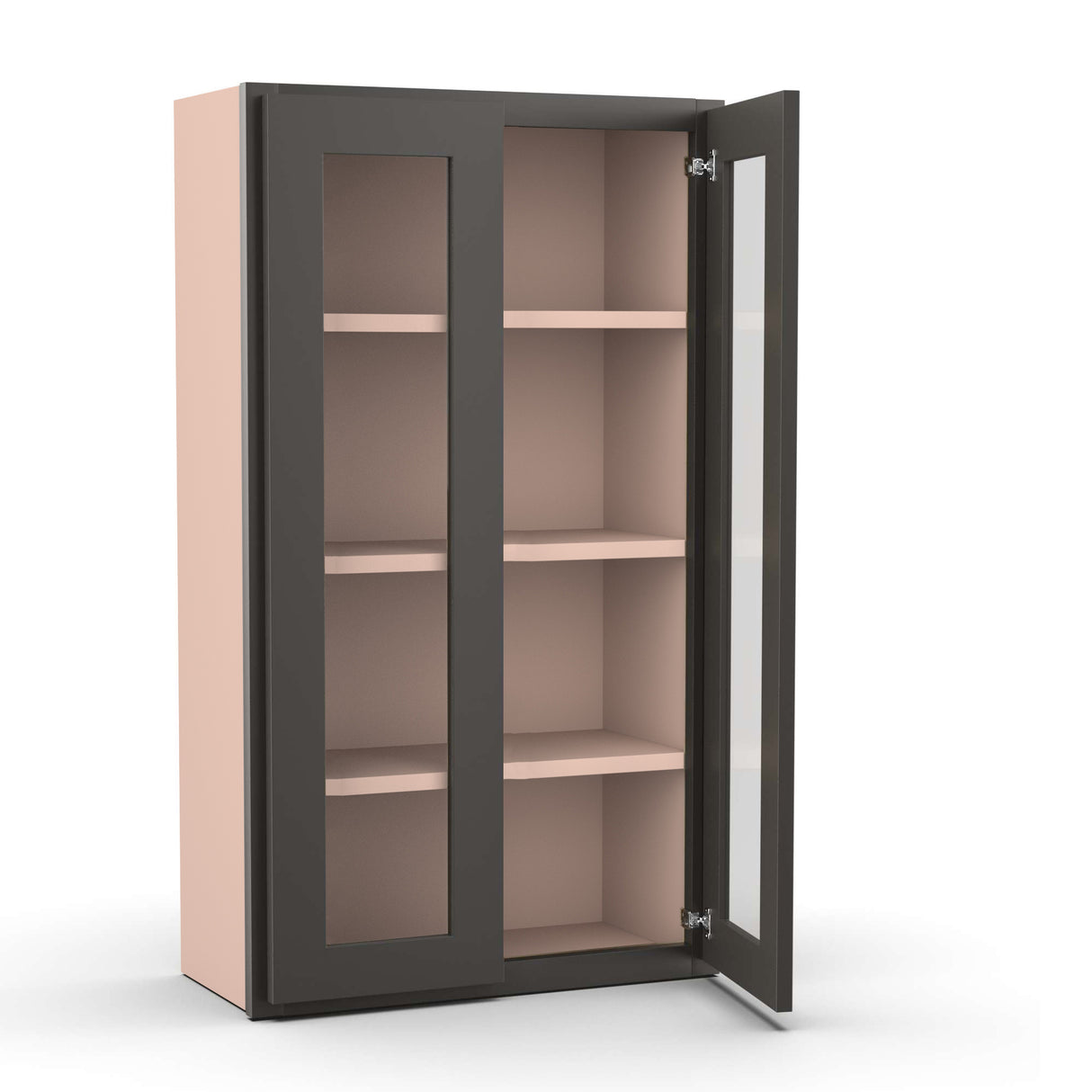 Liberty Shaker Grey - 24 Inch Double Glass Door Wall Cabinet - 24" Width x 42" Height x 12" Depth