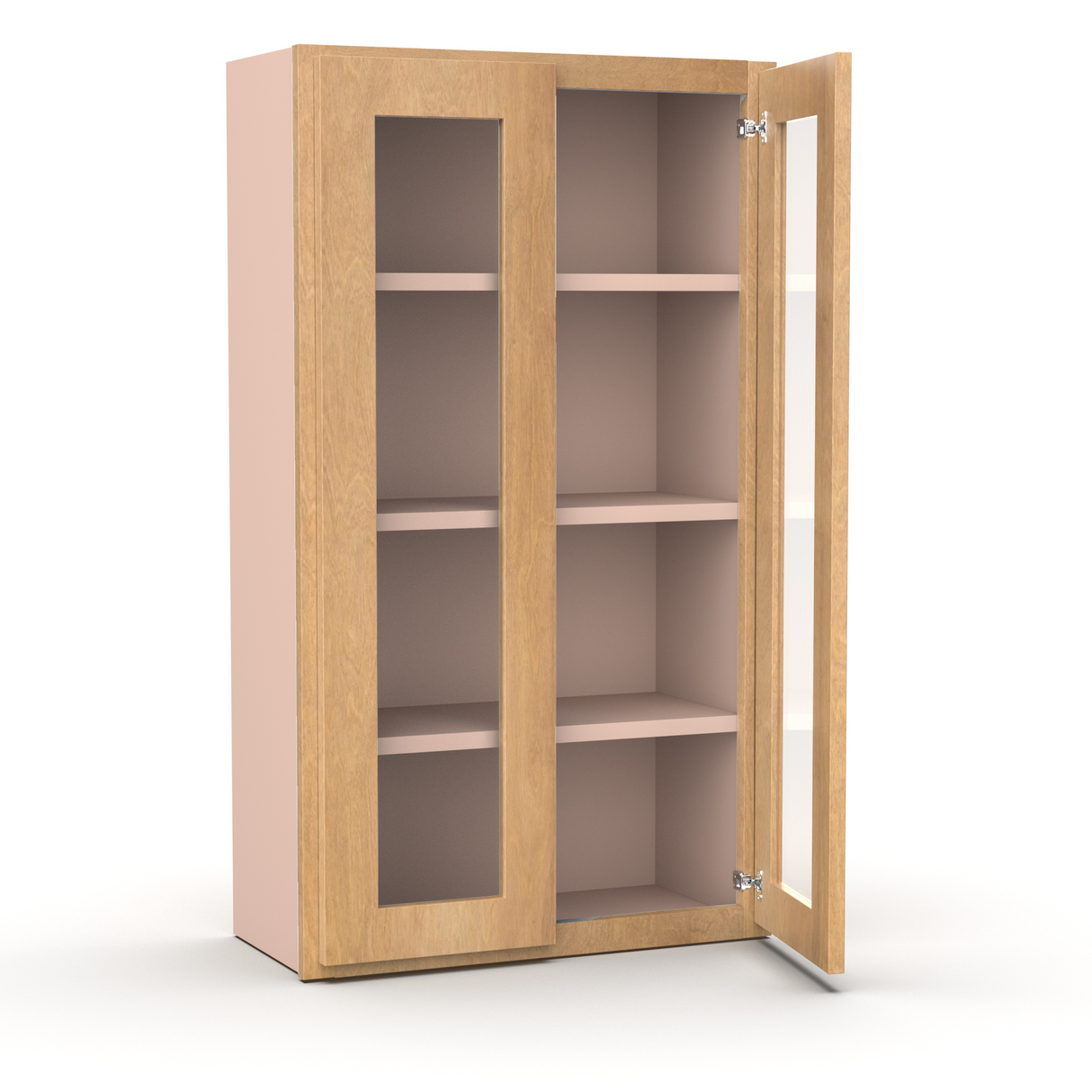 Liberty Shaker Karamel - 24 Inch Double Glass Door Wall Cabinet - 24" Width x 42" Height x 12" Depth