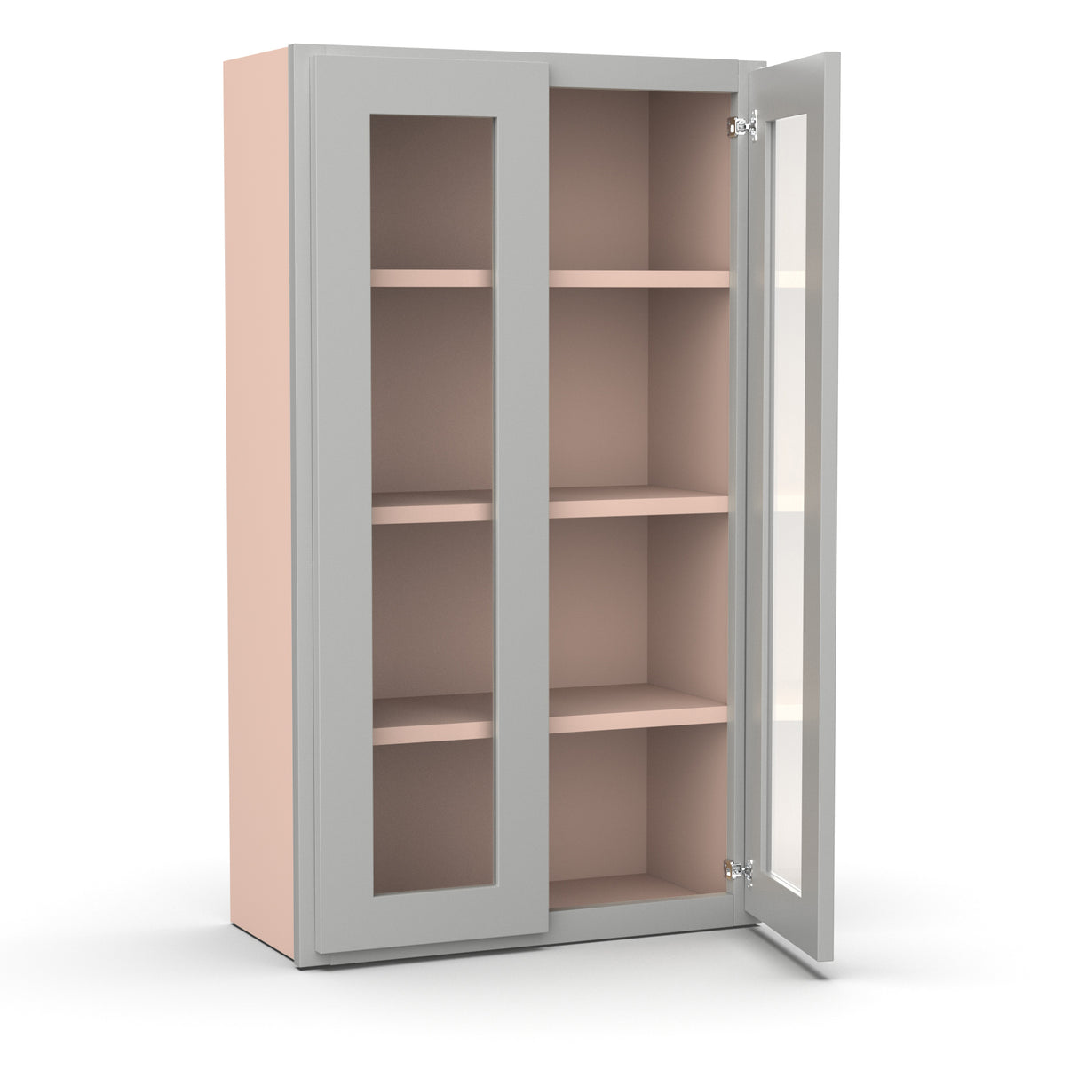 Liberty Shaker Ashen - 24 Inch Double Glass Door Wall Cabinet - 24" Width x 42" Height x 12" Depth