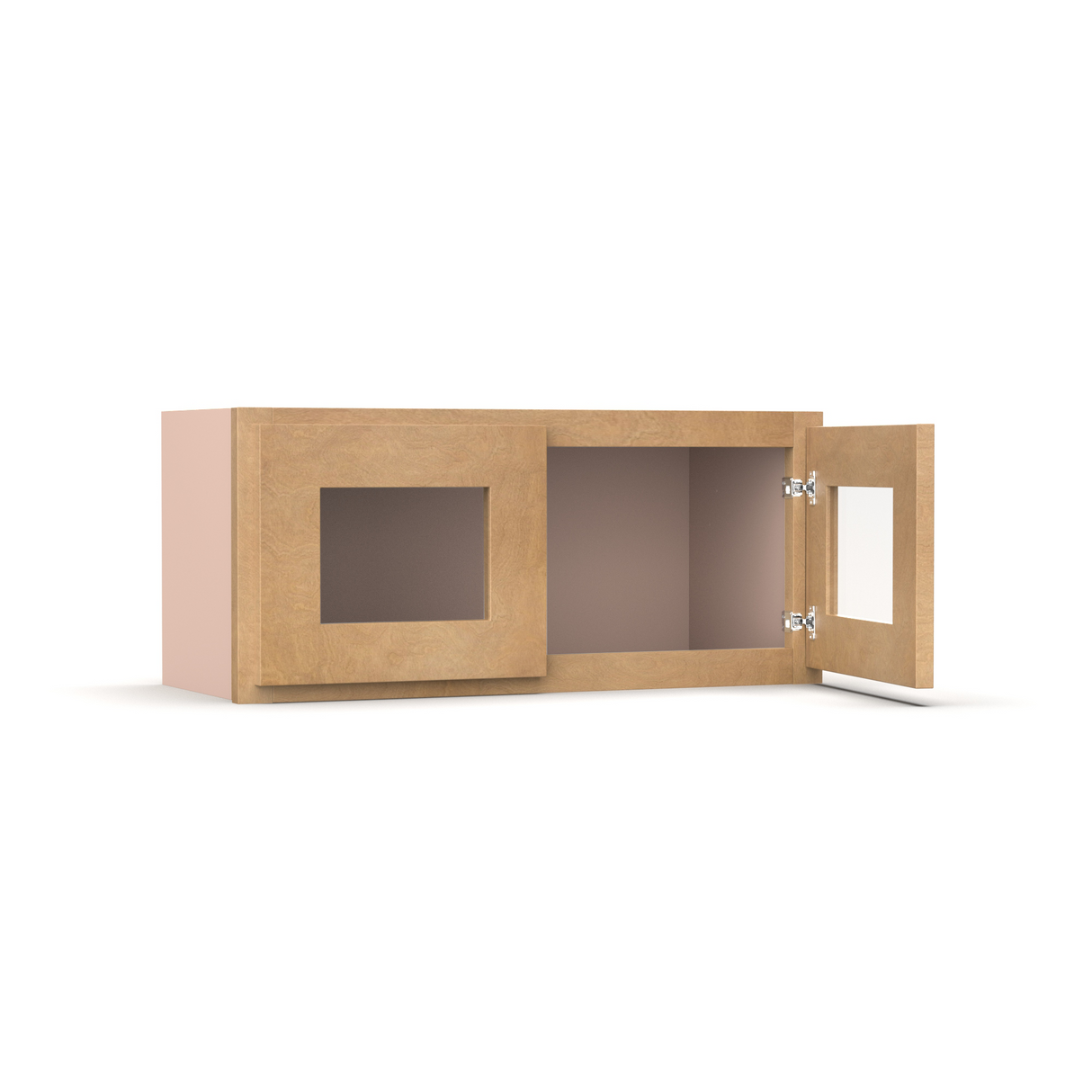 Liberty Shaker Karamel - 27 Inch Double Glass Door Wall Cabinet - 27" Width x 12" Height x 12" Depth