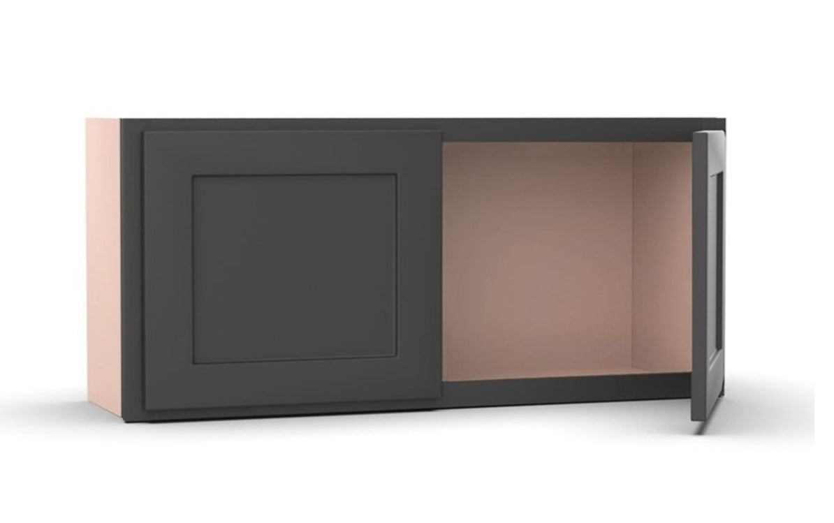 RTA - Liberty Shaker Grey - Double Door Wall Cabinets - 27"W x 12"H x 12"D