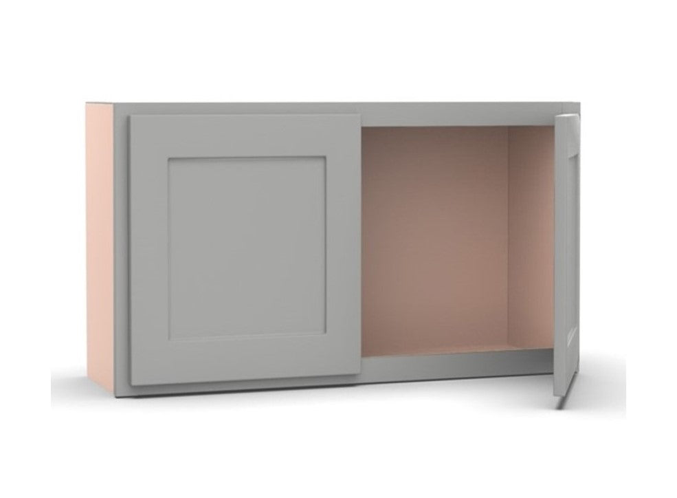 RTA - Liberty Shaker Ashen - Double Door Wall Cabinets - 27"W x 12"H x 12"D
